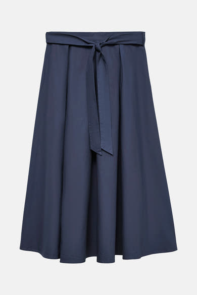 Blauwe midi-rok van VERO MODA®, met een strikceintuur in de taille.