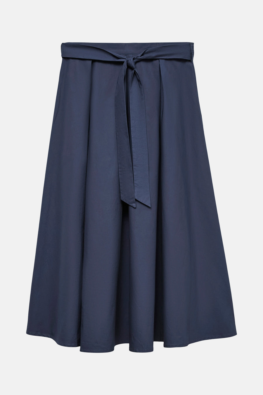 Blauwe midi-rok van VERO MODA®, met een strikceintuur in de taille.