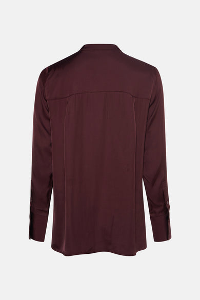 Blouse à manches longues marron by OPUS, vue de dos, avec poignets boutonnés.