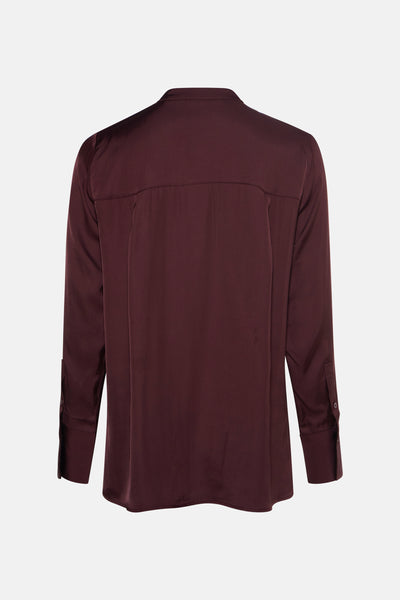 Blouse à manches longues marron by OPUS, vue de dos, avec poignets boutonnés.