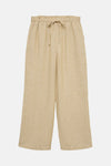 Beige kostuumbroek van VERO MODA® in getextureerde stof met geplooide taille.