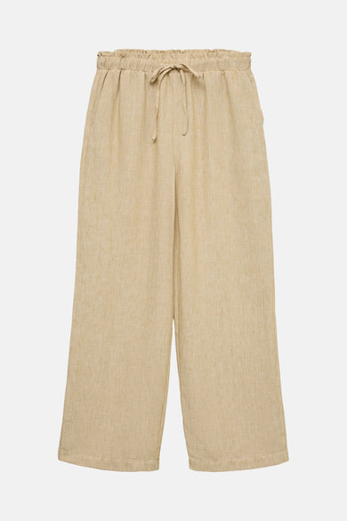 Beige kostuumbroek van VERO MODA® in getextureerde stof met geplooide taille.