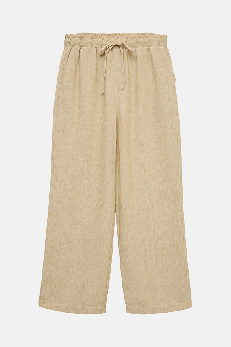 Beige kostuumbroek van VERO MODA® in getextureerde stof met geplooide taille.