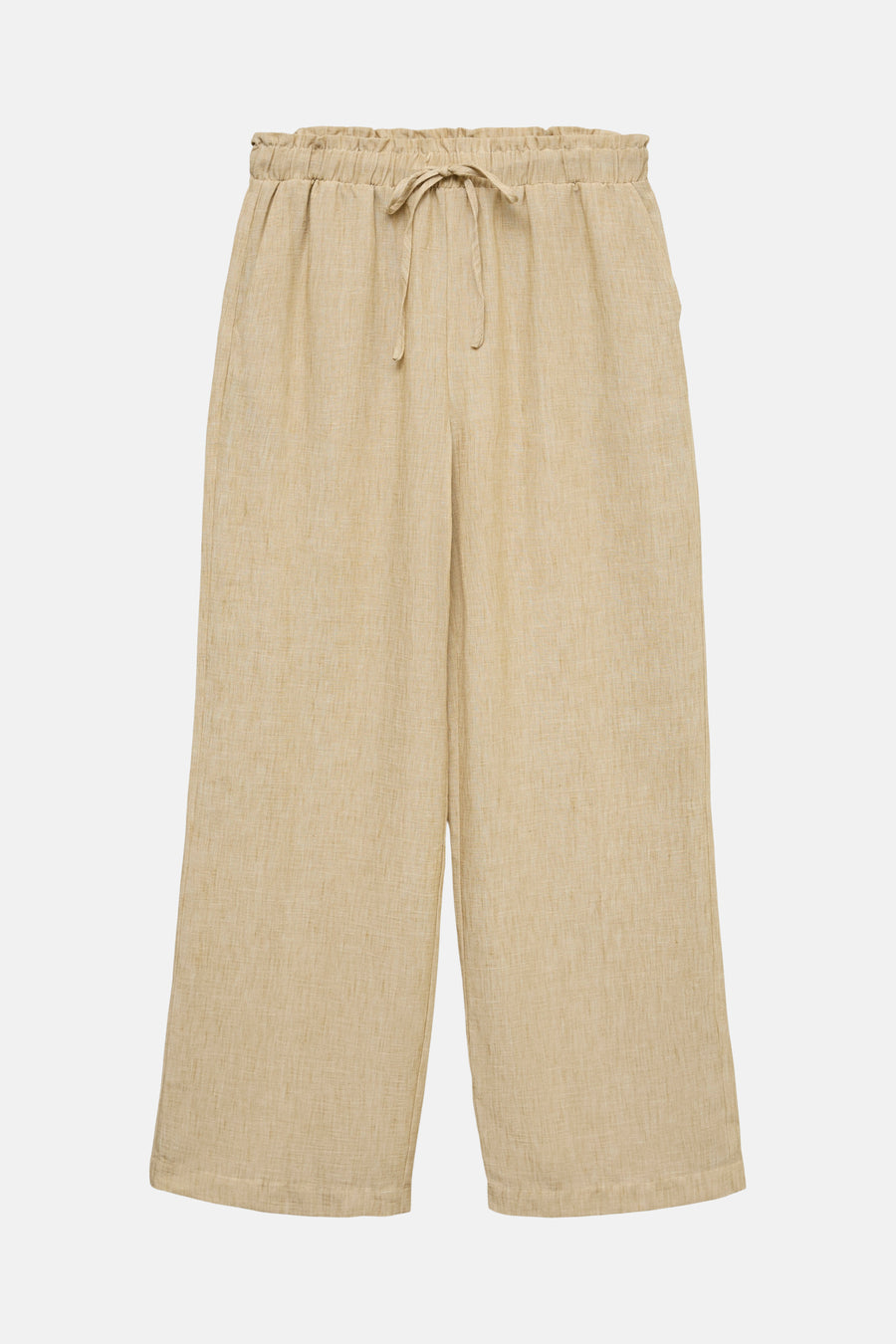 Beige kostuumbroek van VERO MODA® in getextureerde stof met geplooide taille.