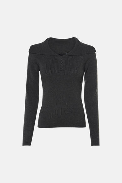 Pull col V - Dark Grey Melange