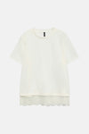 T-shirt blanc à manches courtes de VERO MODA avec ourlet en dentelle.