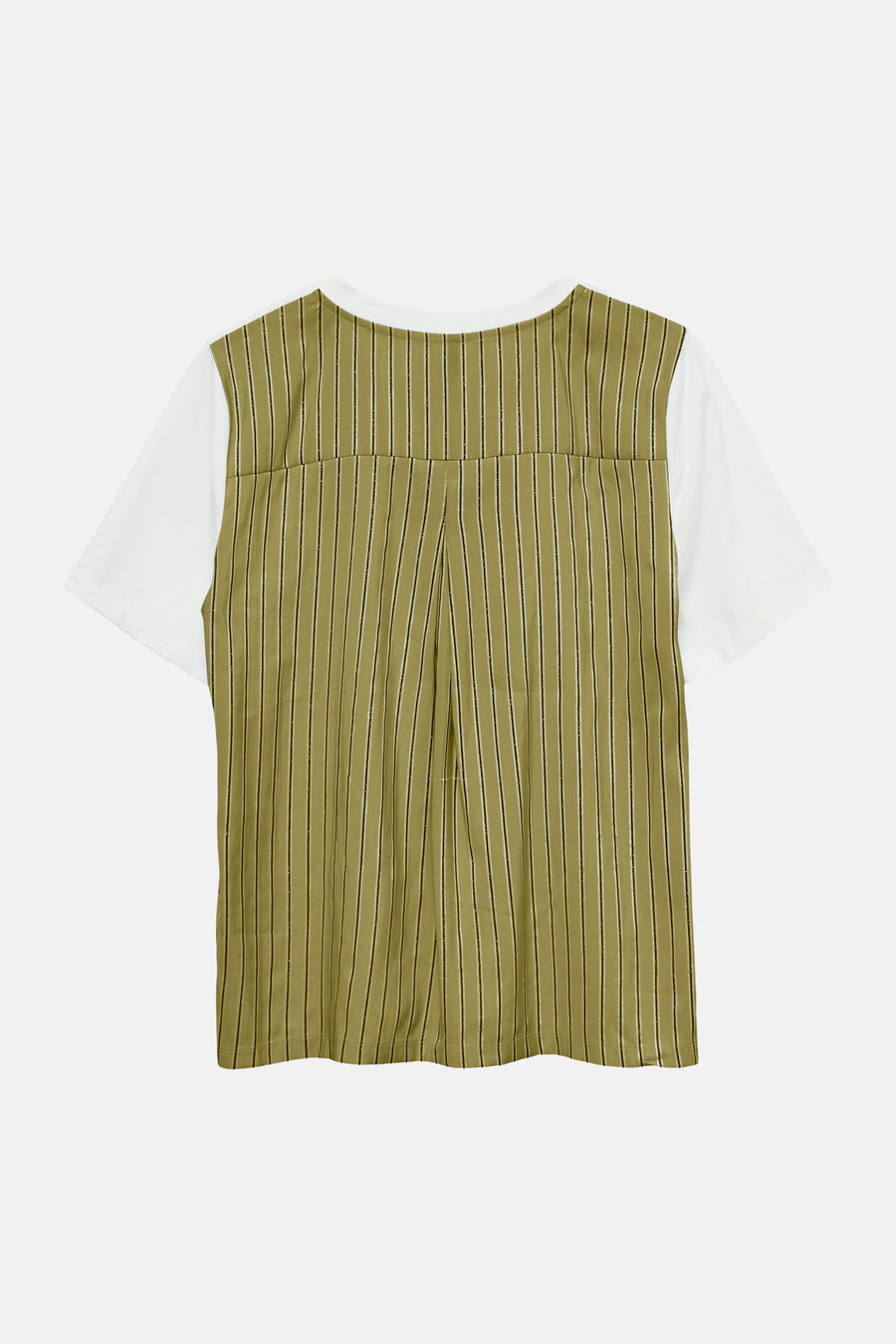 T-shirt multicolore à manches courtes de VERO MODA®, avec empiècement rayé olive et noir au dos.