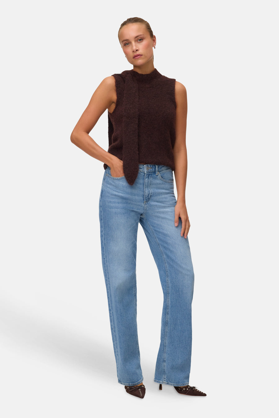 Dames tops pull zonder mouw bruin - VERO MODA®