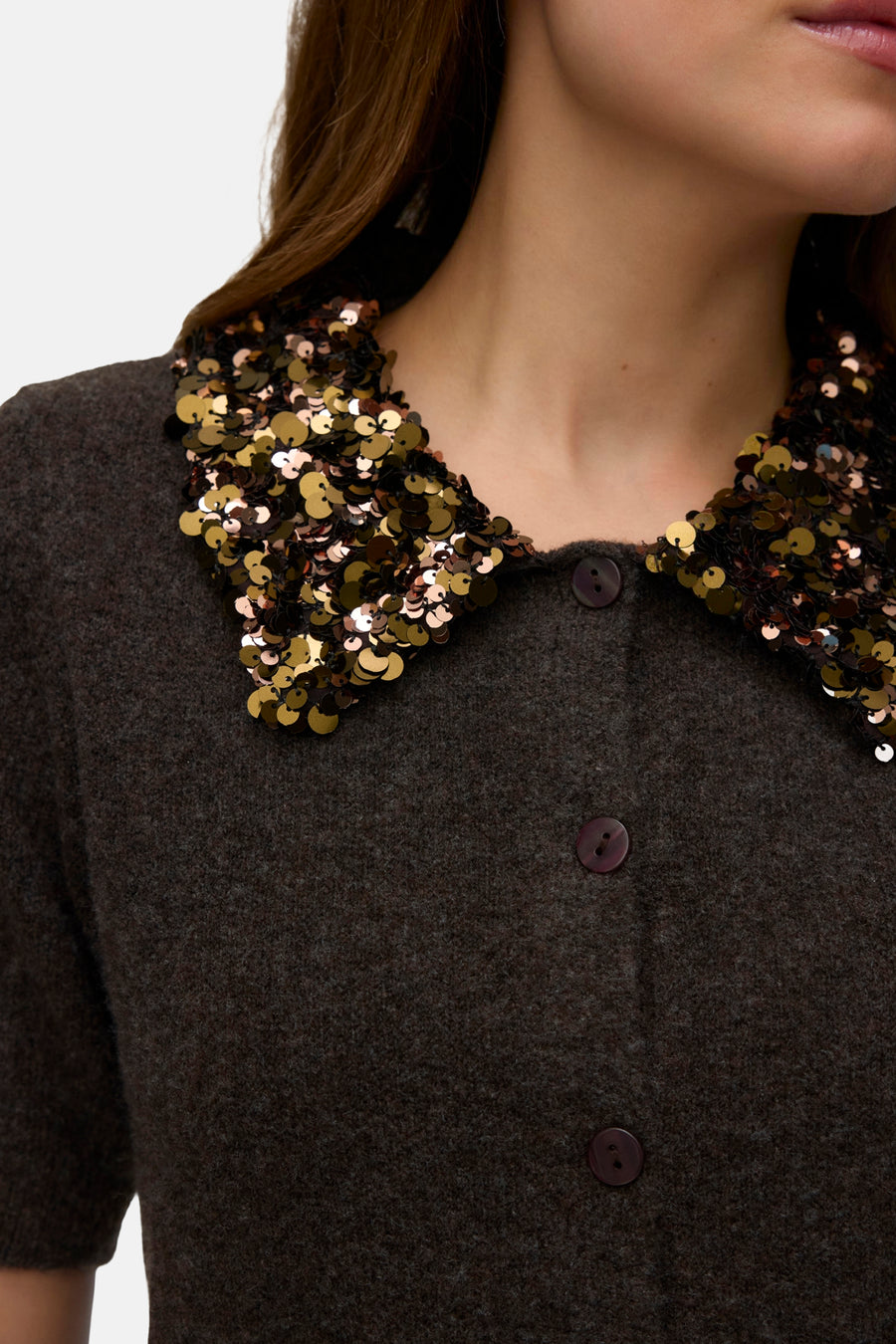 Dames tops pull korte mouw brun - VERO MODA®
