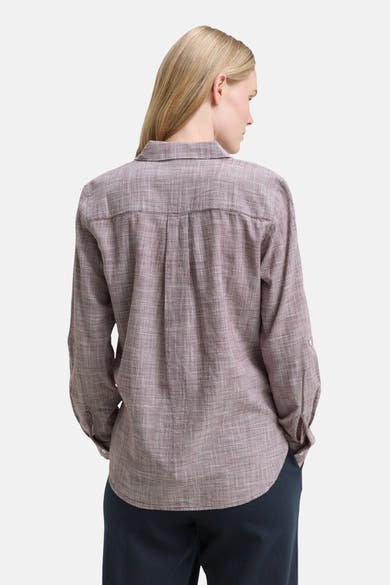 Tom Tailor bordeaux rok met lange manche, karo patroon, plooien aan de achterkant.