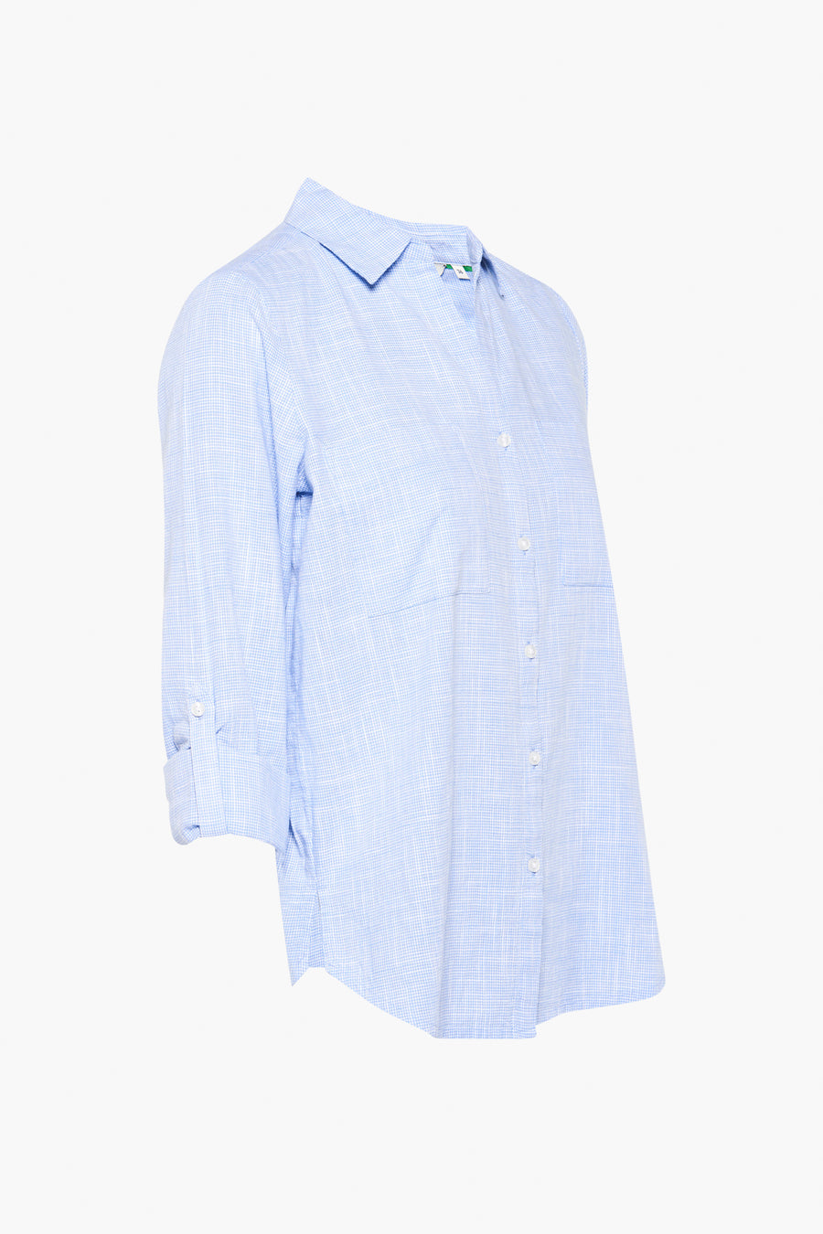 Blauwe lange mouw chemise van Tom Tailor, met kruisrood patroon en een ontspannen pasvorm.