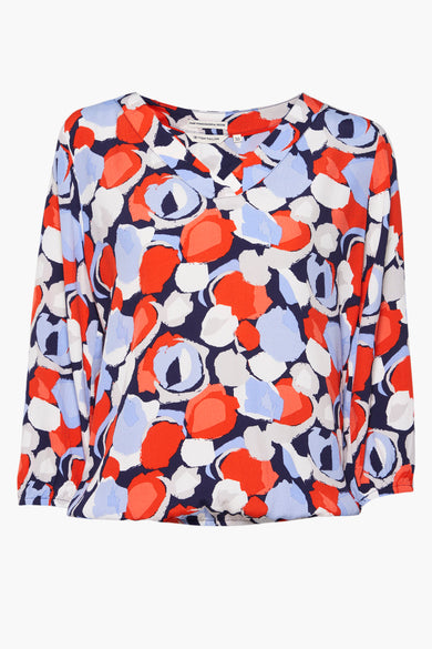Chemisier à manches trois quarts multicolore de Tom Tailor avec un motif abstrait de formes colorées.