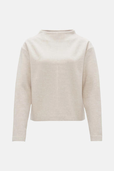 Pull à col rond écru de OPUS, texture douce et coupe décontractée.