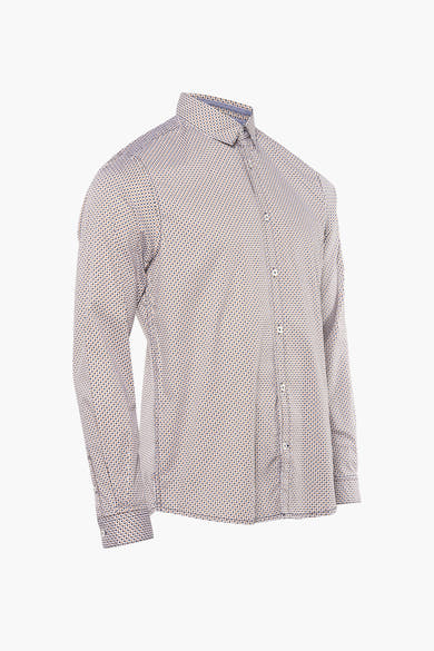 Chemise à manches longues multicolore de Tom Tailor, avec motif géométrique sur fond blanc.