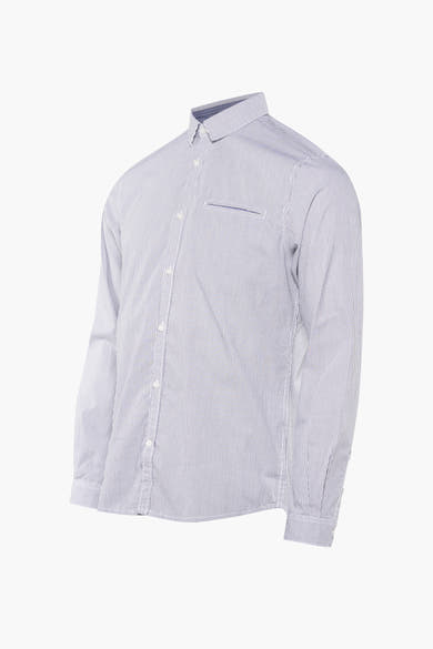 Chemise à manches longues blanche à rayures fines par Tom Tailor, avec poche poitrine discrète.