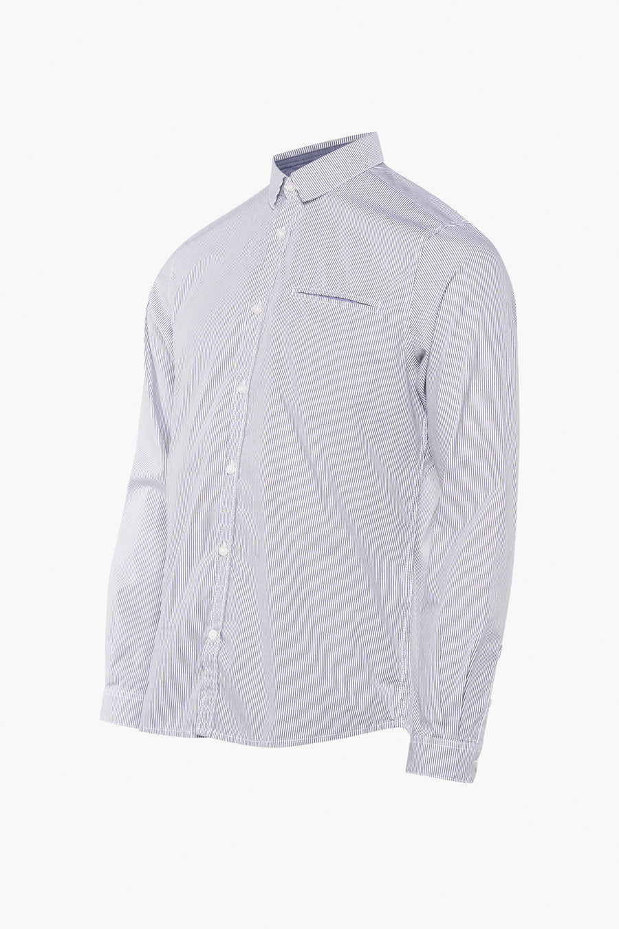Chemise à manches longues blanche à rayures fines par Tom Tailor, avec poche poitrine discrète.