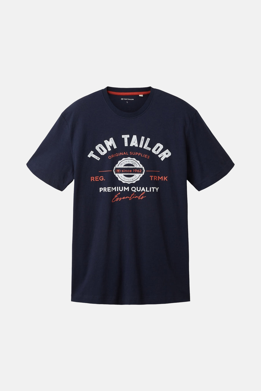 Blauw T-shirt met korte mouwen van Tom Tailor, met een groot logo op de voorkant.