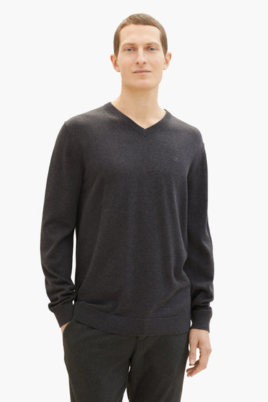 Trui met V-hals Grijs - Tom Tailor