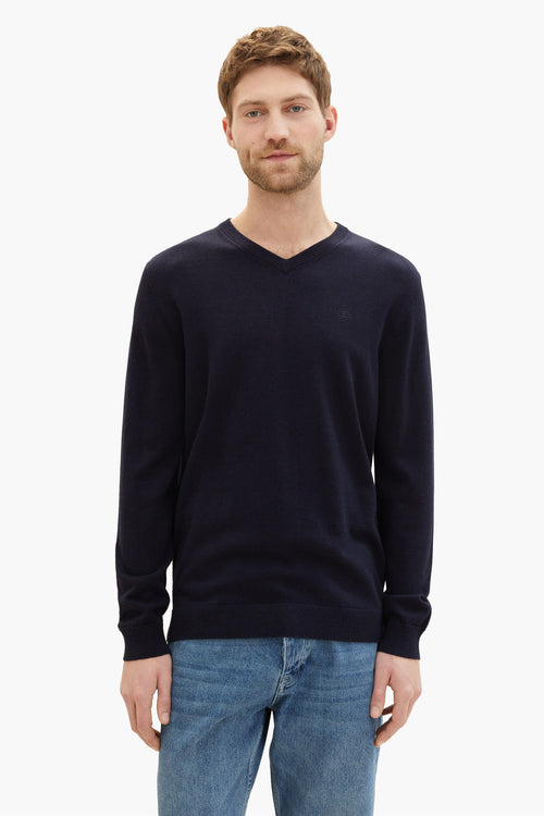 Pull col V Bleu - Tom Tailor
