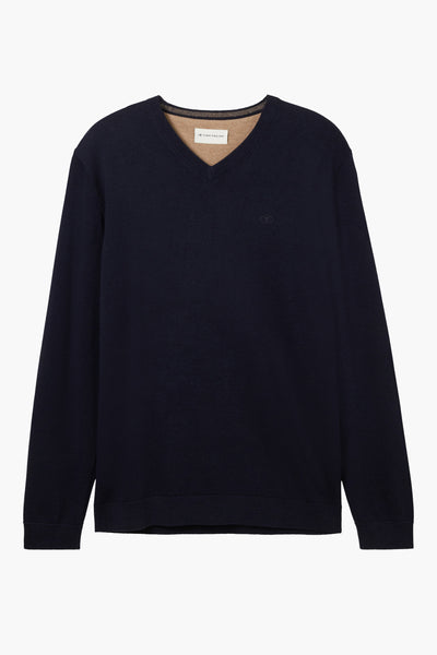 Pull col V Bleu - Tom Tailor