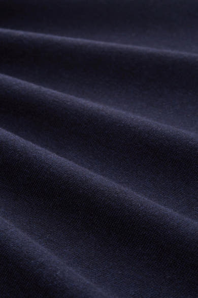 Tom Tailor blauwe V-hals trui, van getextureerde stof met delicate plooien.