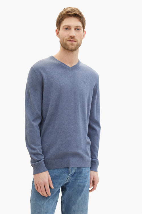 Pull col V Bleu - Tom Tailor