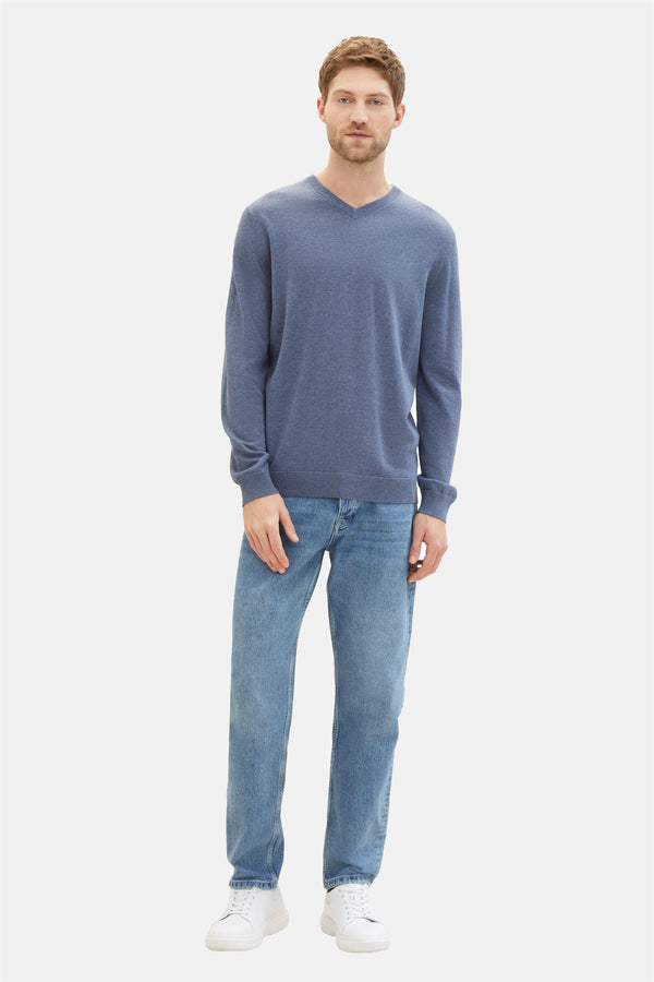 Pull col V Bleu - Tom Tailor