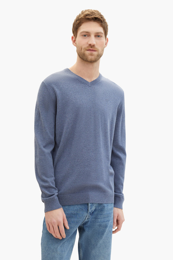 Pull col V Bleu - Tom Tailor
