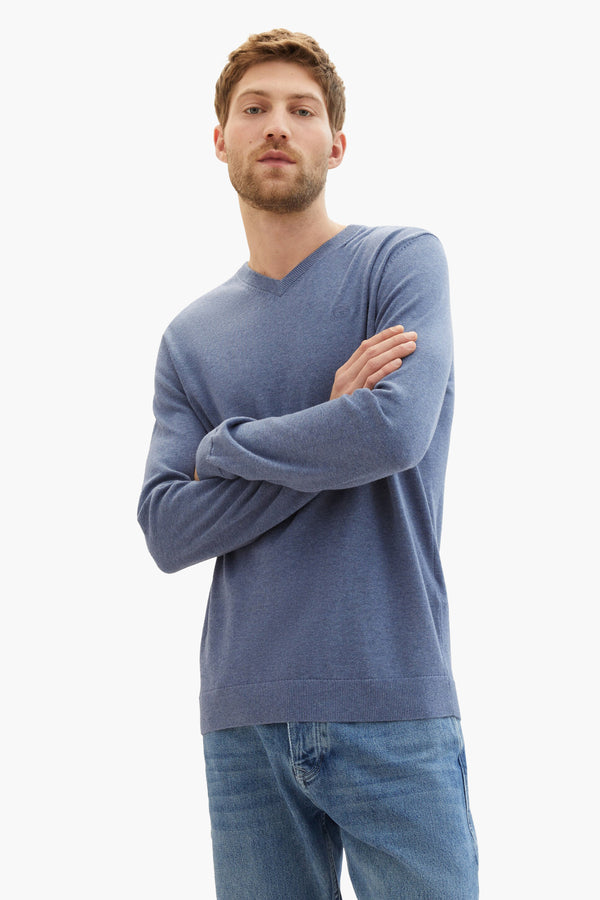 Pull col V Bleu - Tom Tailor
