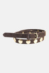 Ceinture marron Access® avec boucle dorée et ornements ronds dorés