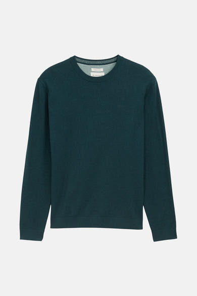 Groene trui met ronde hals van Tom Tailor, van premium katoen, met een discreet logo.