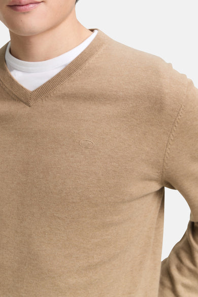 Pull à col en V - beige - Tom Tailor - 6