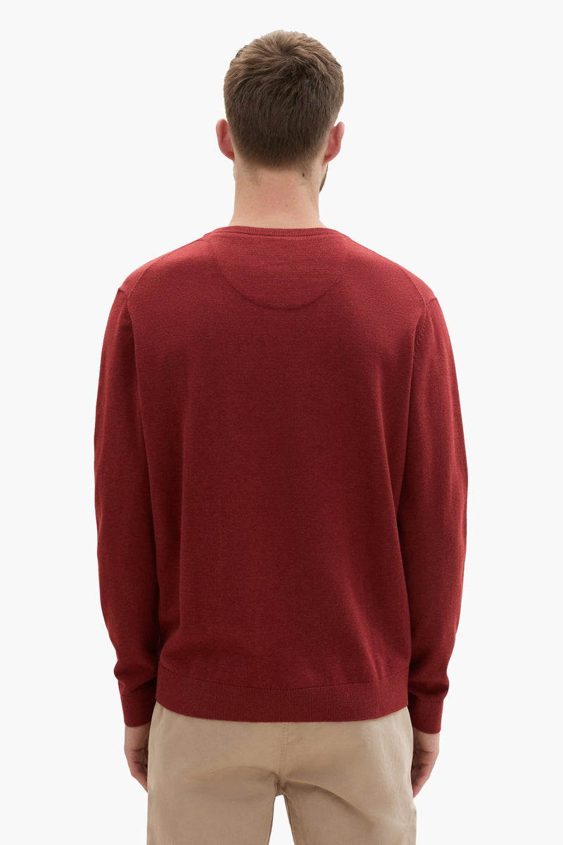 Pull à col en V - brique