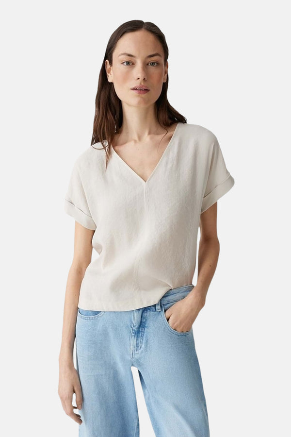 Blouse (korte mouwen) Ecru - OPUS