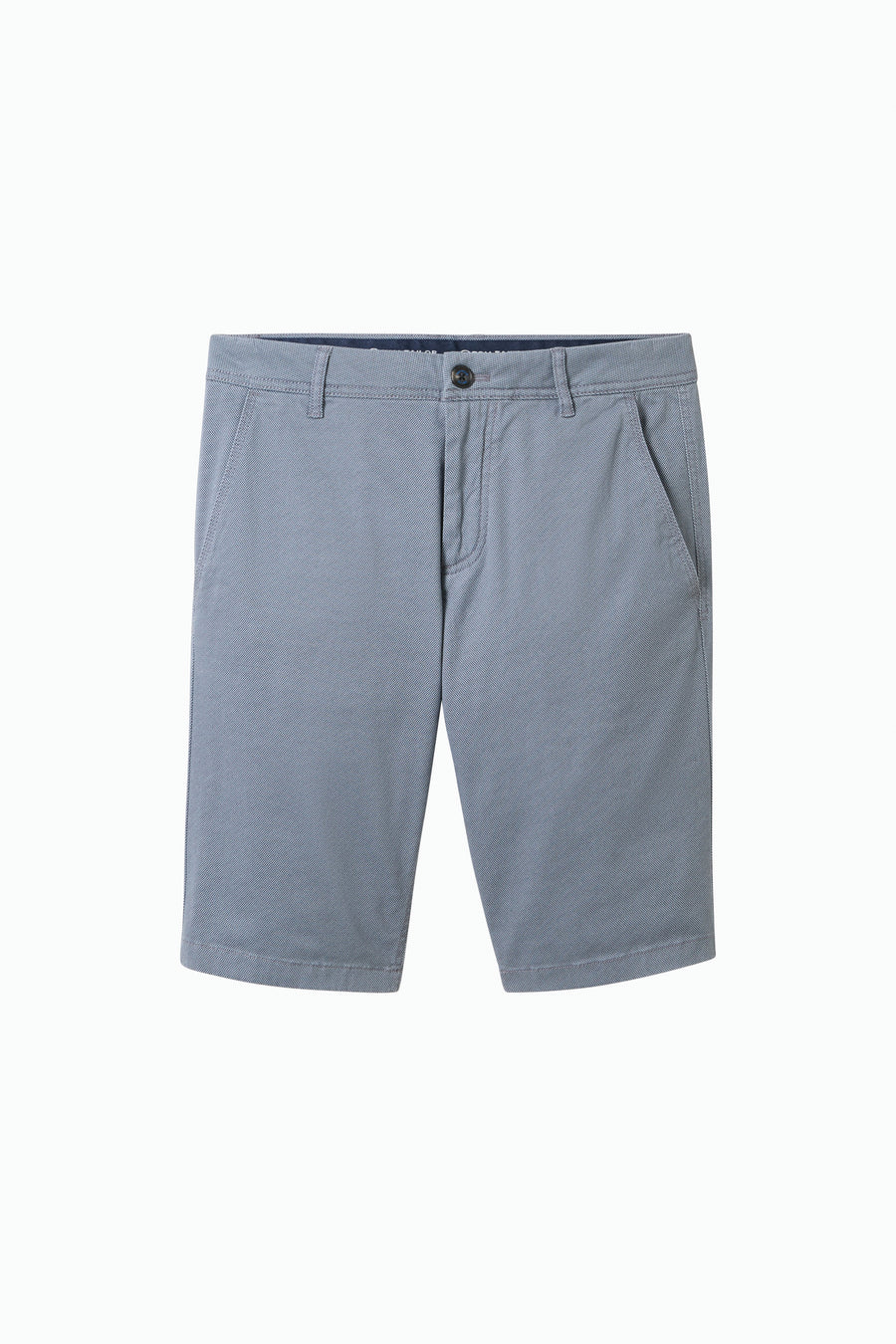 Korte blauwe katoenen short van Tom Tailor, met een subtiele patroontextuur.