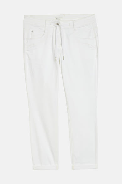 Pantalon coloré blanc de Tom Tailor à cordon de serrage, poches avant et ourlets retroussés.