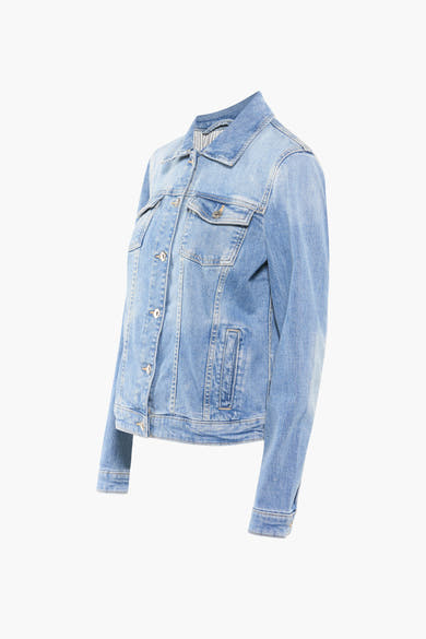 Veste en jean bleu de Tom Tailor, coupe classique avec poches boutonnées et détails délavés.