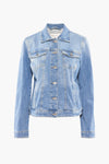 Veste en jean bleue de Tom Tailor avec poches poitrine à rabat boutonnées et boutons métalliques argentés.