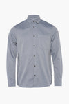 Blauw overhemd met lange mouwen van Tom Tailor met subtiel geometrisch patroon en borstzak.