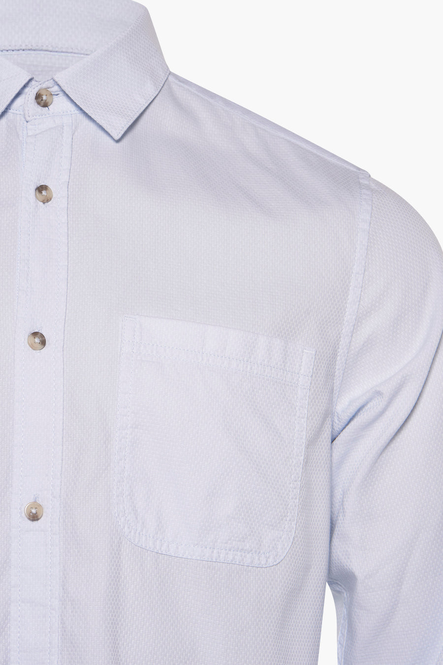 Blauwe blouse met lange mouwen van Tom Tailor, met borstzak en zichtbare knopen.