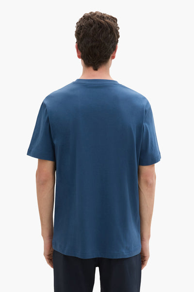 Blauw T-shirt met korte mouwen van Tom Tailor, effen, achterkant.