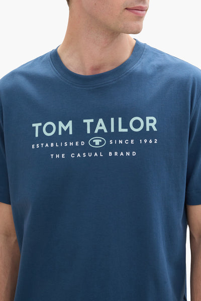 Blauw T-shirt met korte mouwen van Tom Tailor, met een grafische print op de voorkant.
