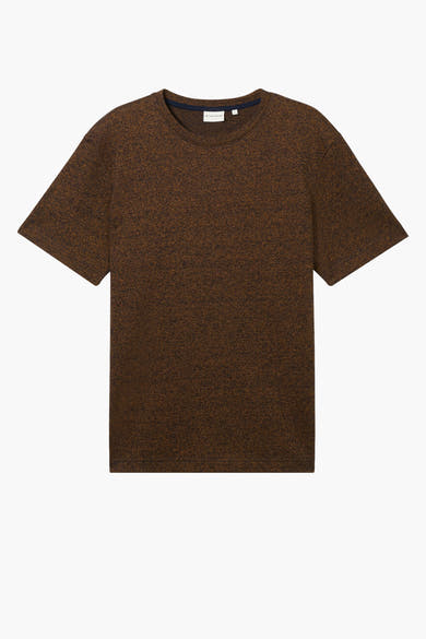 Tom Tailor bruin gemêleerd T-shirt met korte mouwen.
