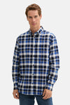 Blauw geruit overhemd met lange mouwen van Tom Tailor, met knoopdetails en een zichtbare borstzak.