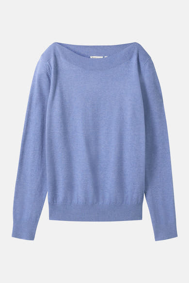 Ronde hals trui blauw van Tom Tailor, met een zachte textuur en lange mouwen.