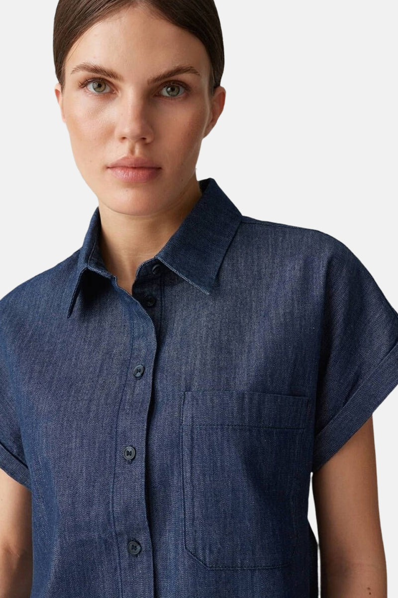 Hemd met korte mouwen - Dark blue denim
