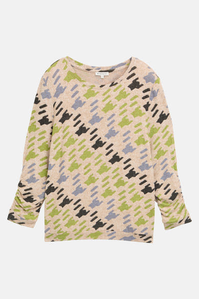 Multikleuren T-shirt met lange mouwen van Tom Tailor, met grafische print en geplooide mouwen.