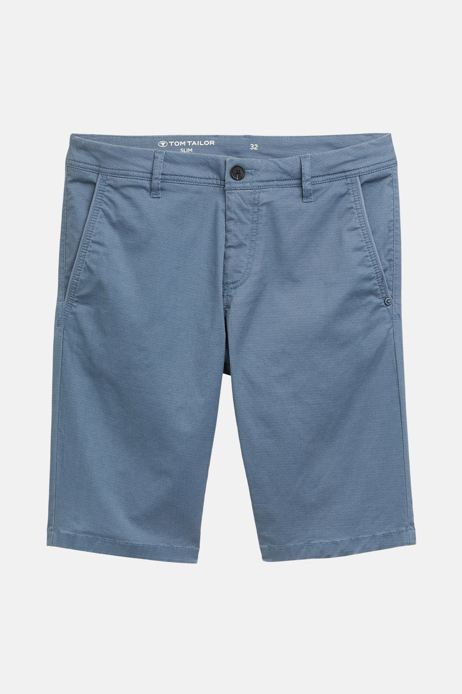 Korte blauwe jeans van Tom Tailor, slim fit, met een subtiele patroontextuur.