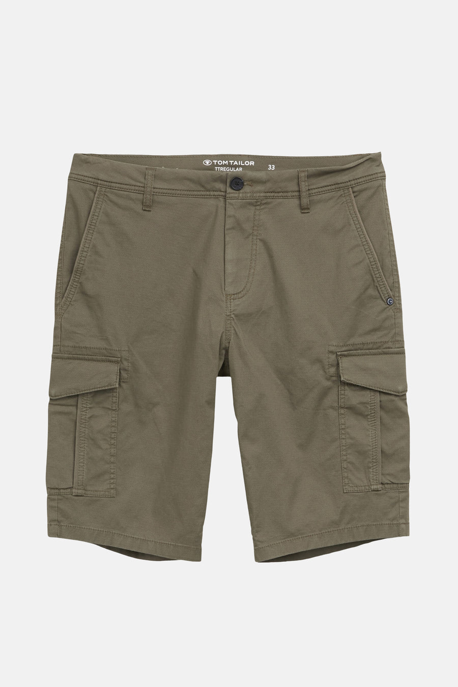 Korte kaki van Tom Tailor met cargozakken en stikseldetails.