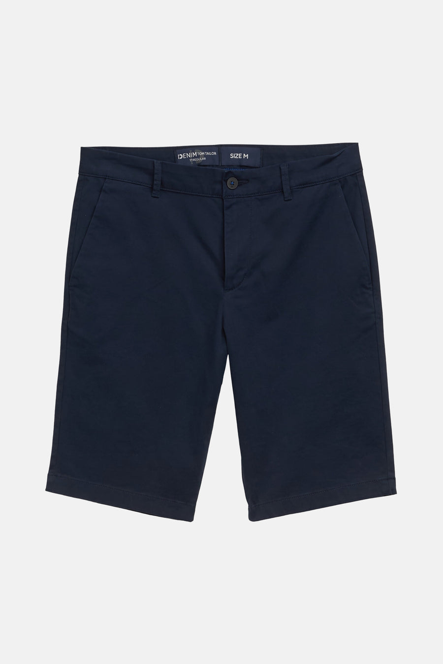 Marineblauwe korte broek van Tom Tailor, chino-pasvorm, met discrete zijzakken.